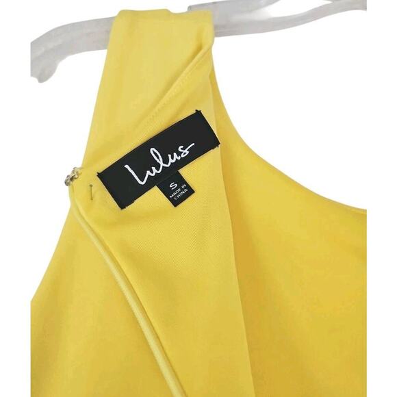 Lulu’s ~Woman Size S~ Yellow Pencil Stretch Sleeveless Dress w/Peplum. - Picture 2 of 13